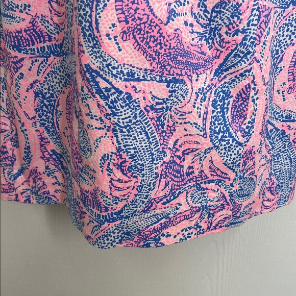 Lilly Pulitzer - Shelli Coastal Blue Maybe Gator Pink Tie Back Mini Dress Size 2 - Picture 6 of 12